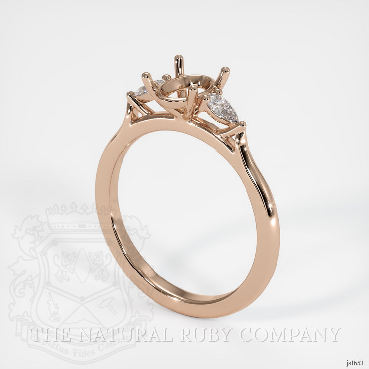 14K Rose Gold Three Stone Ring Setting