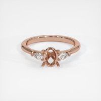 14K Rose Gold Three Stone Ring Setting Image