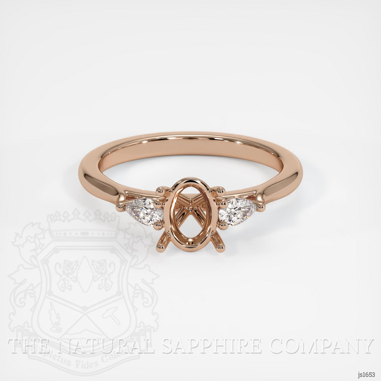 14K Rose Gold Three Stone Ring Setting