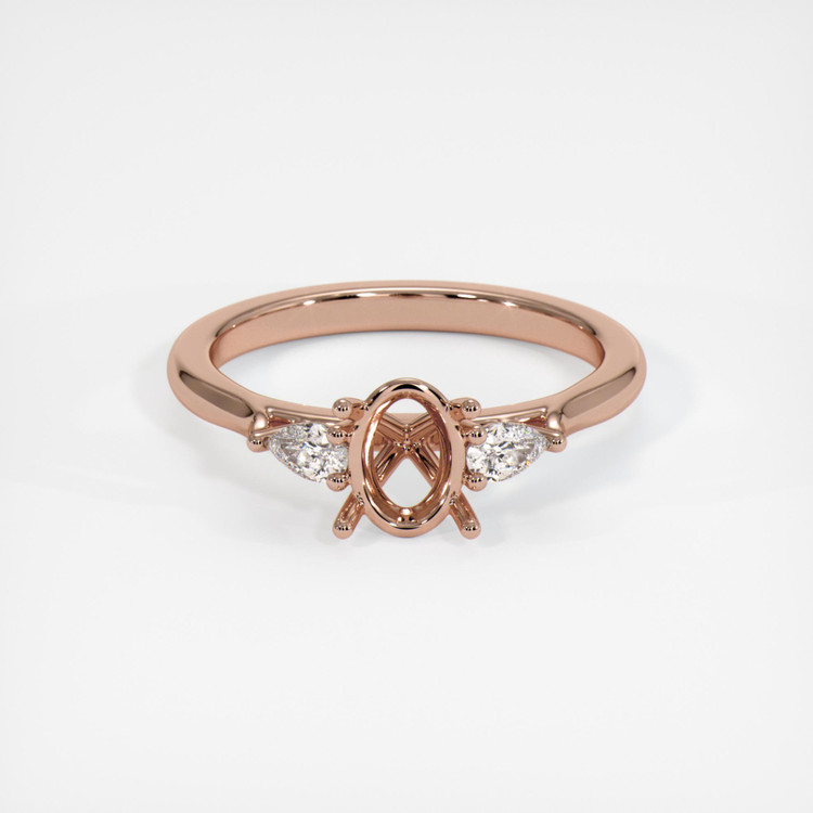 14K Rose Gold Three Stone Ring Setting