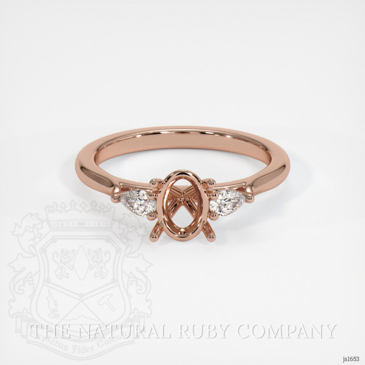 14K Rose Gold Three Stone Ring Setting