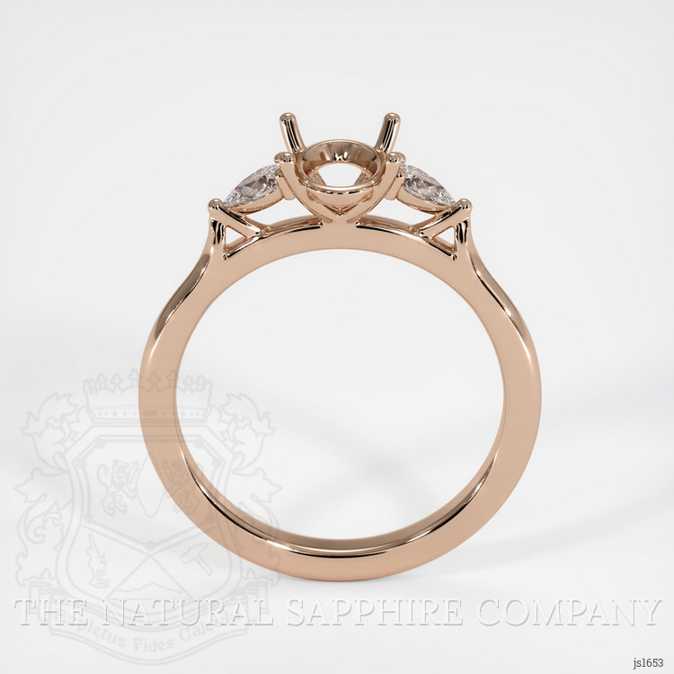 14K Rose Gold Three Stone Ring Setting