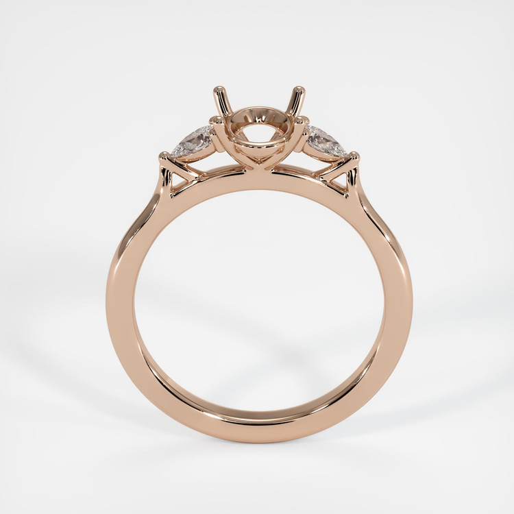 14K Rose Gold Three Stone Ring Setting