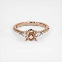 18K Rose Gold Three Stone Ring Setting Image