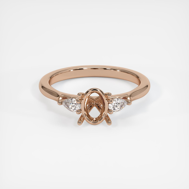 18K Rose Gold Three Stone Ring Setting