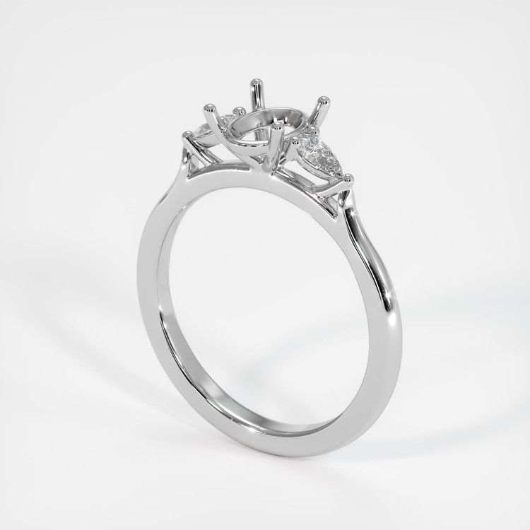 10K White Gold Three Stone Ring Setting