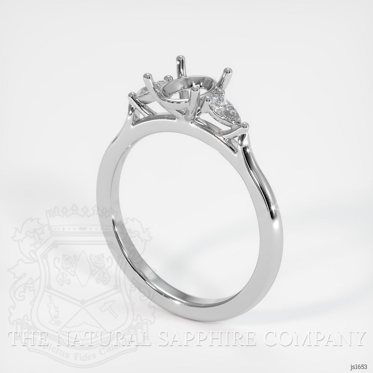 14K White Gold Three Stone Ring Setting