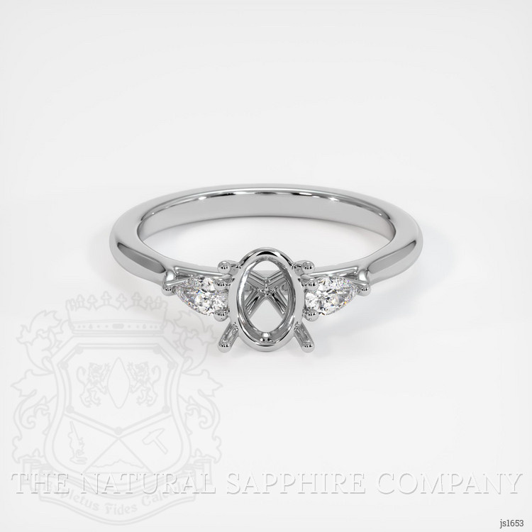 14K White Gold Three Stone Ring Setting