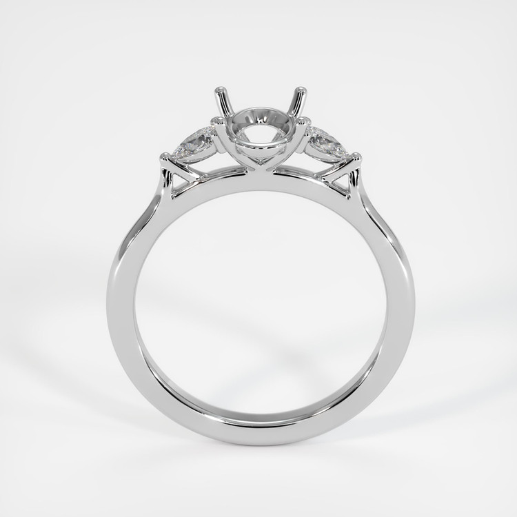14K White Gold Three Stone Ring Setting