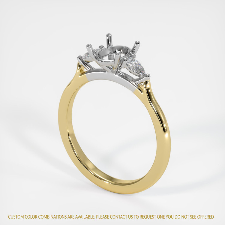 14K White & Yellow Three Stone Ring Setting