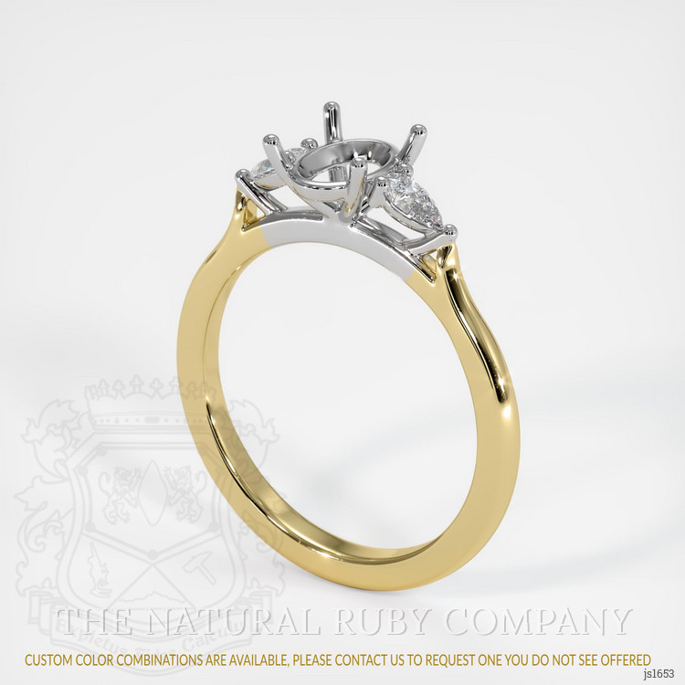 14K White & Yellow Three Stone Ring Setting