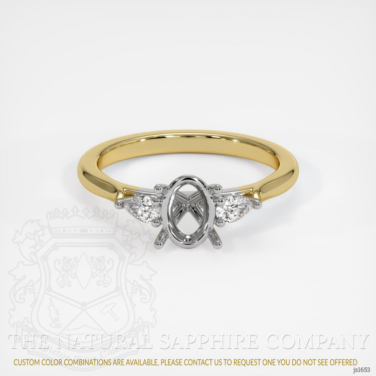 14K White & Yellow Three Stone Ring Setting