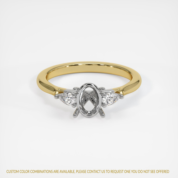 14K White & Yellow Three Stone Ring Setting