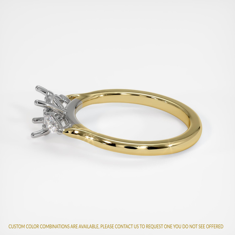 14K White & Yellow Three Stone Ring Setting