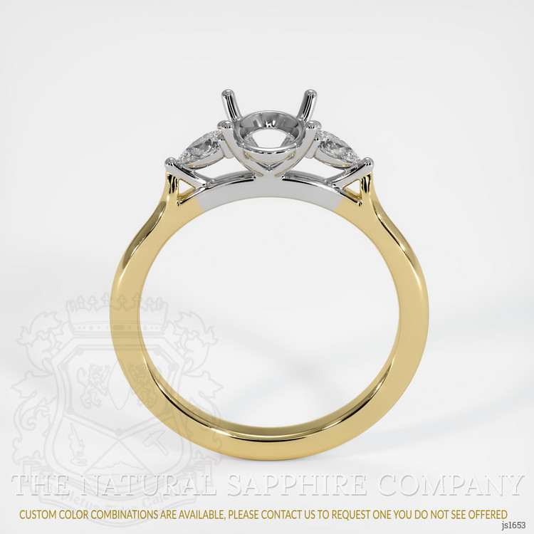 14K White & Yellow Three Stone Ring Setting