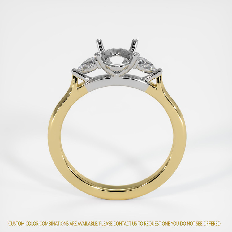 18K White & Yellow Three Stone Ring Setting