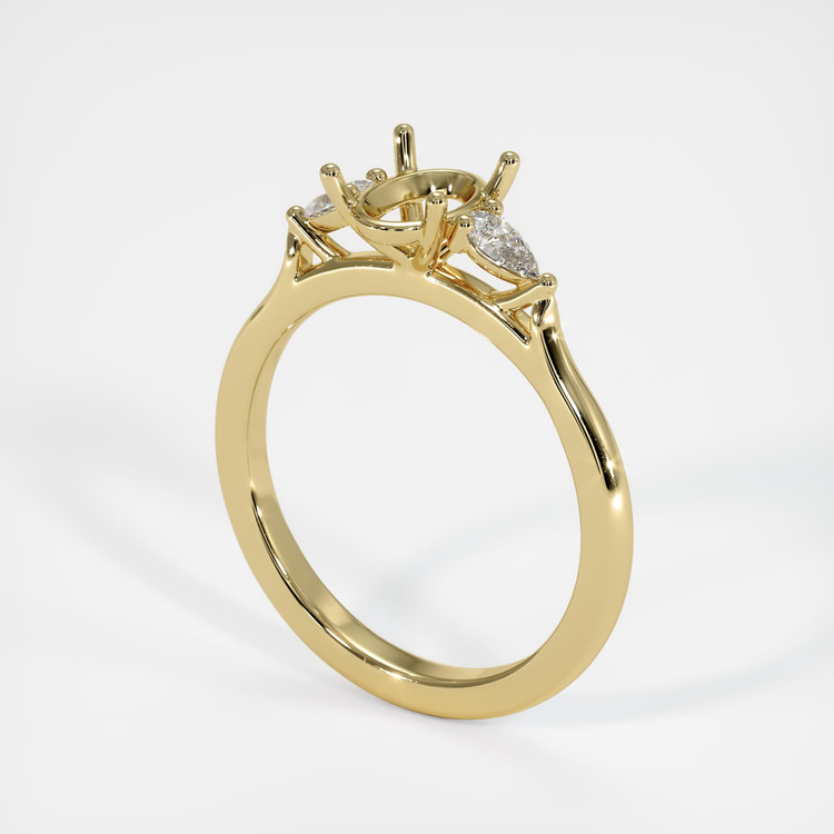 18K Yellow Gold Three Stone Ring Setting