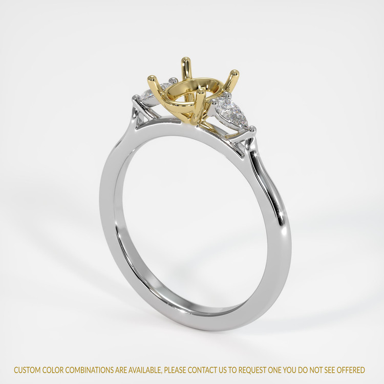 14K Yellow & White Three Stone Ring Setting