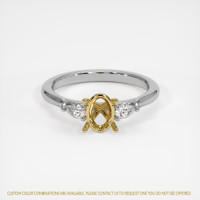 14K Yellow & White Three Stone Ring Setting Image
