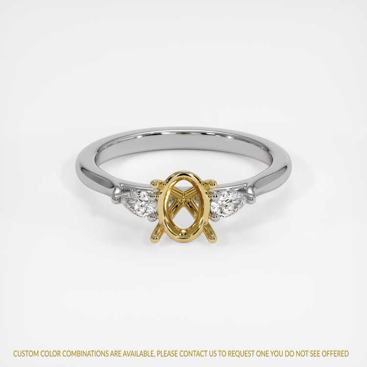 14K Yellow & White Three Stone Ring Setting