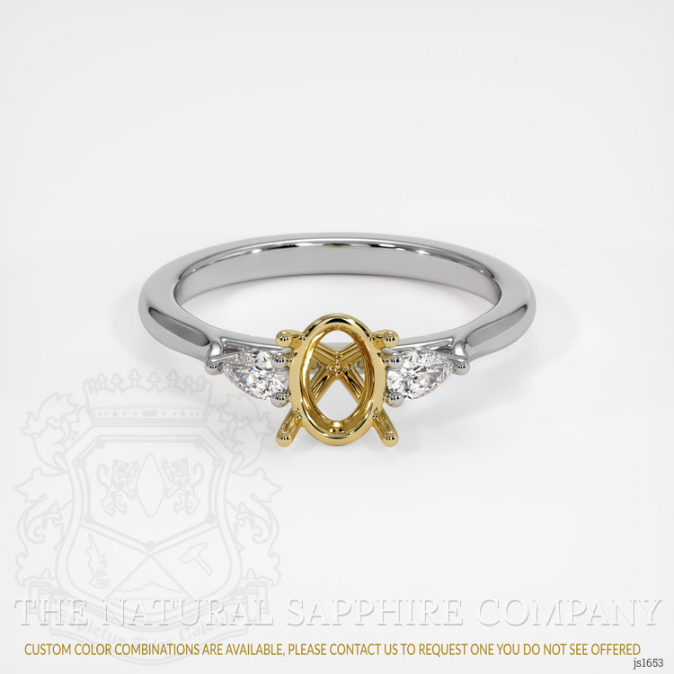 14K Yellow & White Three Stone Ring Setting