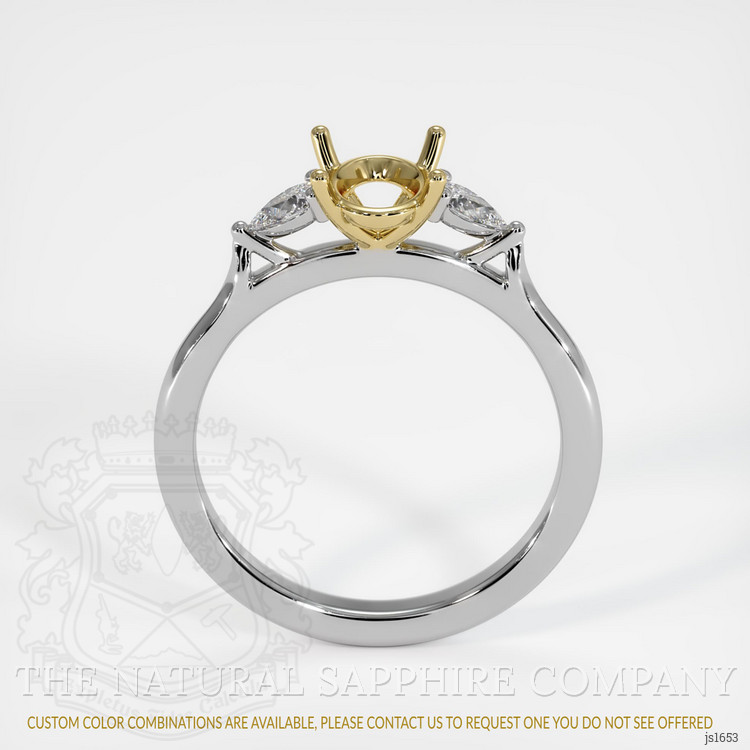 14K Yellow & White Three Stone Ring Setting