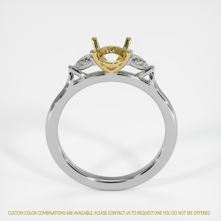 14K Yellow & White Three Stone Ring Setting