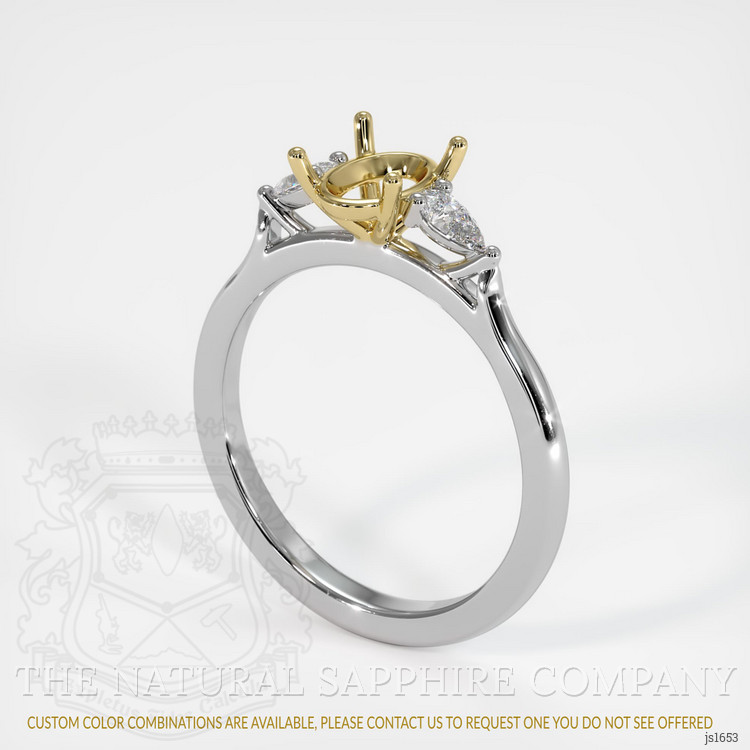 18K Yellow & White Three Stone Ring Setting