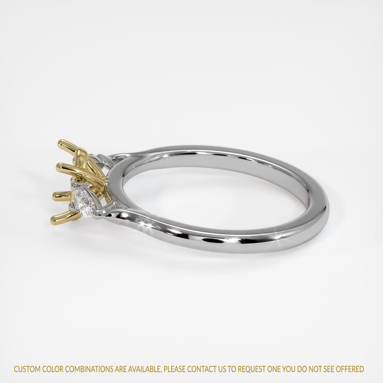 18K Yellow & White Three Stone Ring Setting