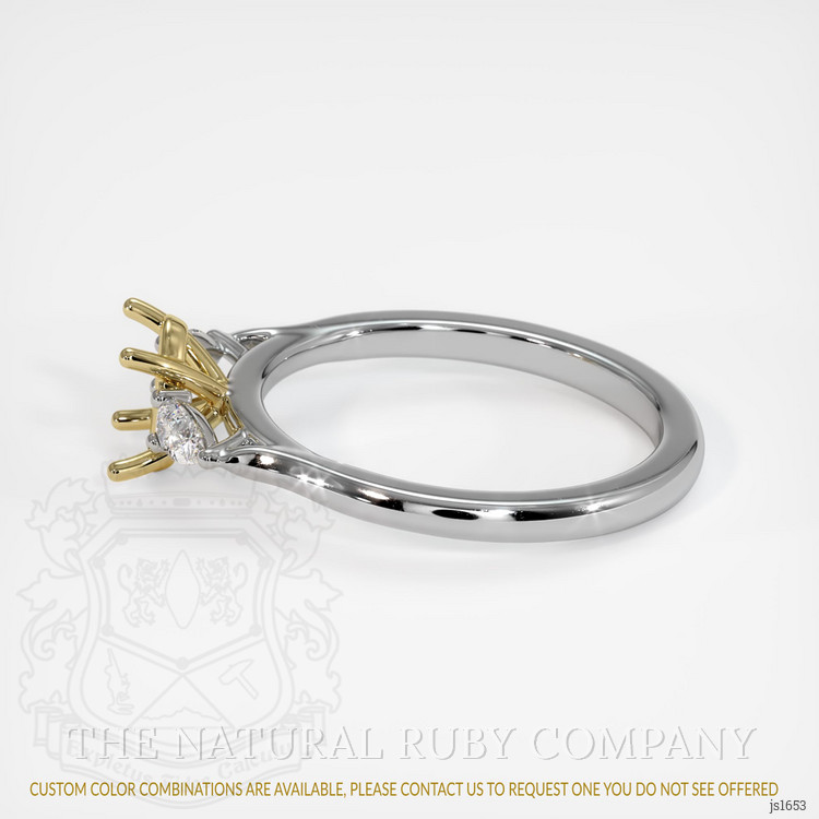 18K Yellow & White Three Stone Ring Setting