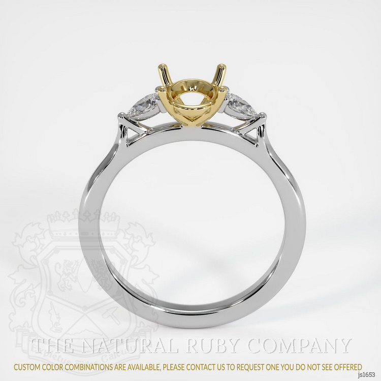 18K Yellow & White Three Stone Ring Setting