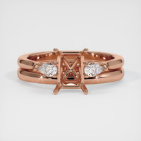 14K Rose Gold Three Stone Ring Setting Image