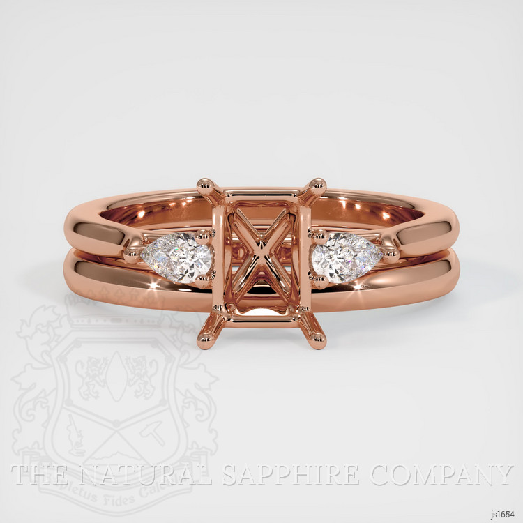 14K Rose Gold Three Stone Ring Setting