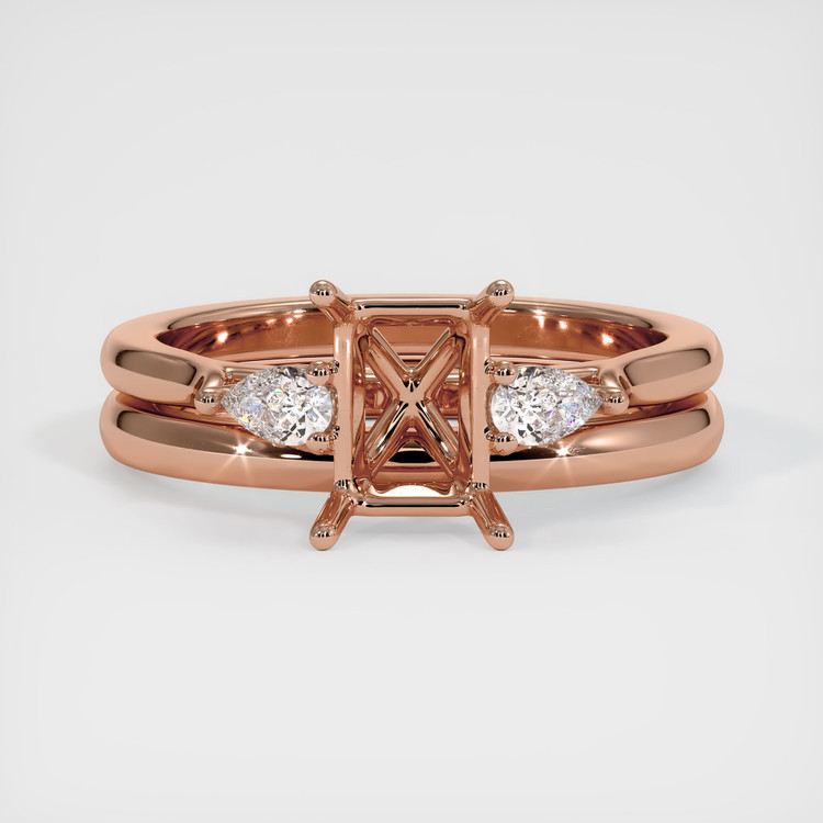 14K Rose Gold Three Stone Ring Setting