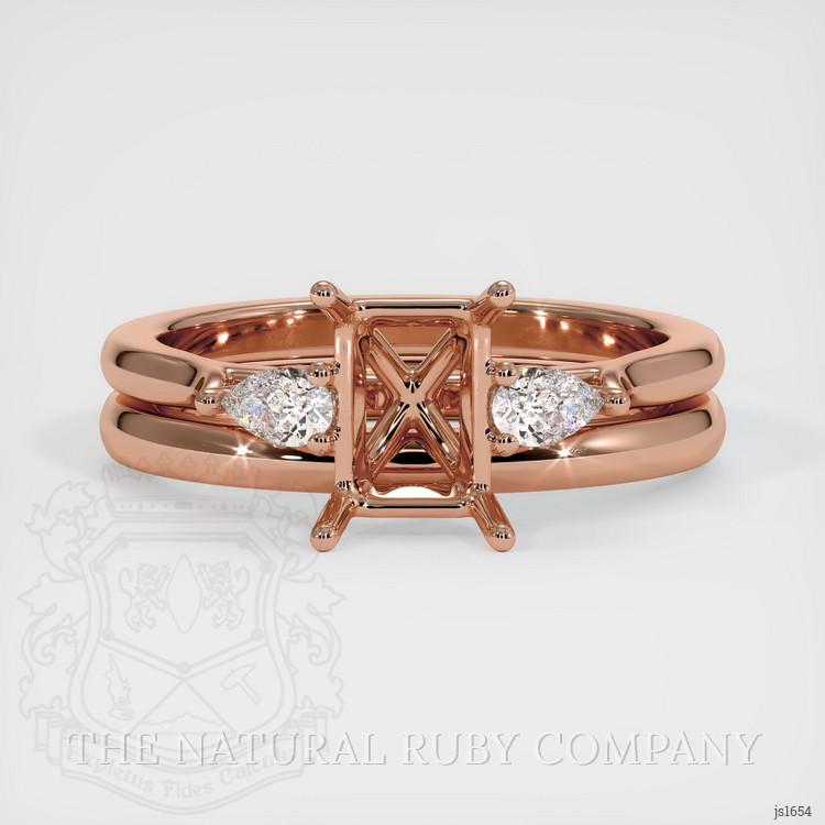 14K Rose Gold Three Stone Ring Setting