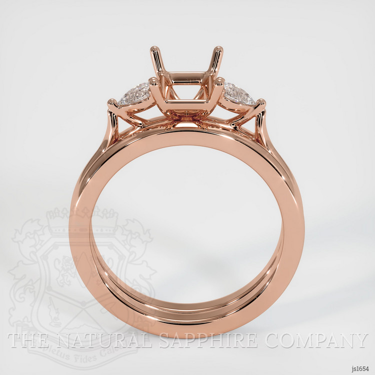 14K Rose Gold Three Stone Ring Setting