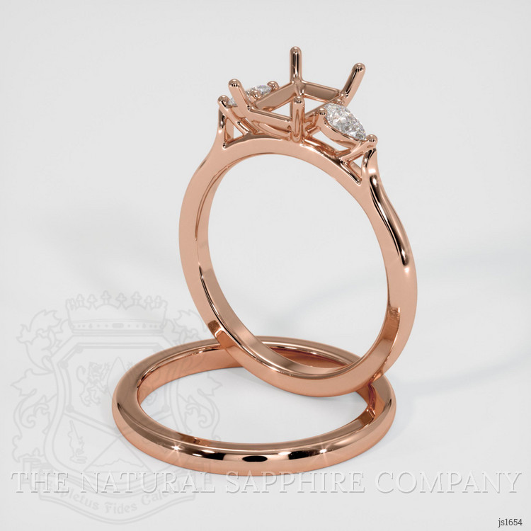 14K Rose Gold Three Stone Ring Setting