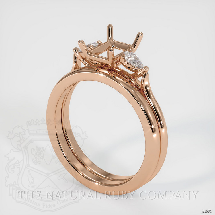 18K Rose Gold Three Stone Ring Setting