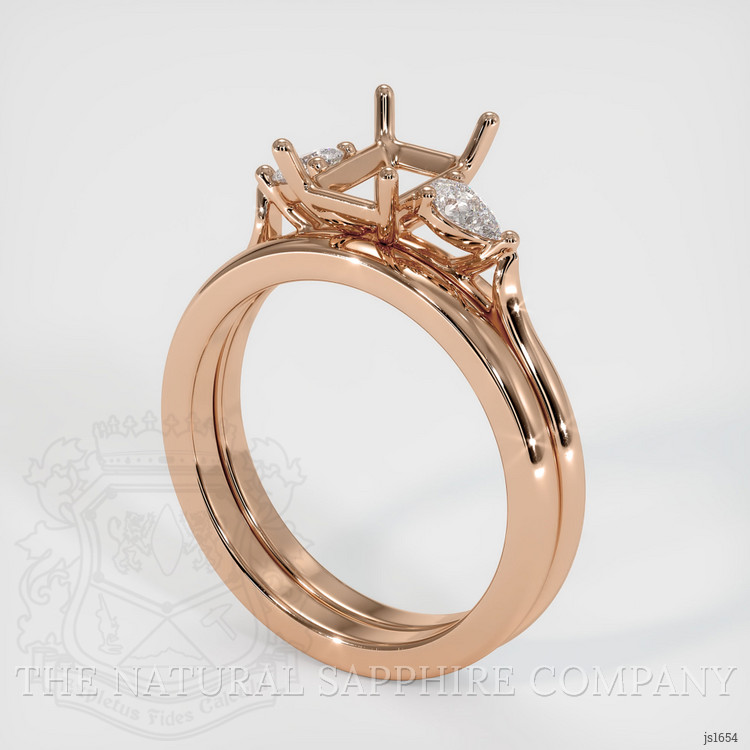18K Rose Gold Three Stone Ring Setting