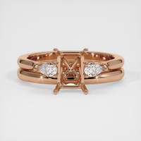 18K Rose Gold Three Stone Ring Setting Image