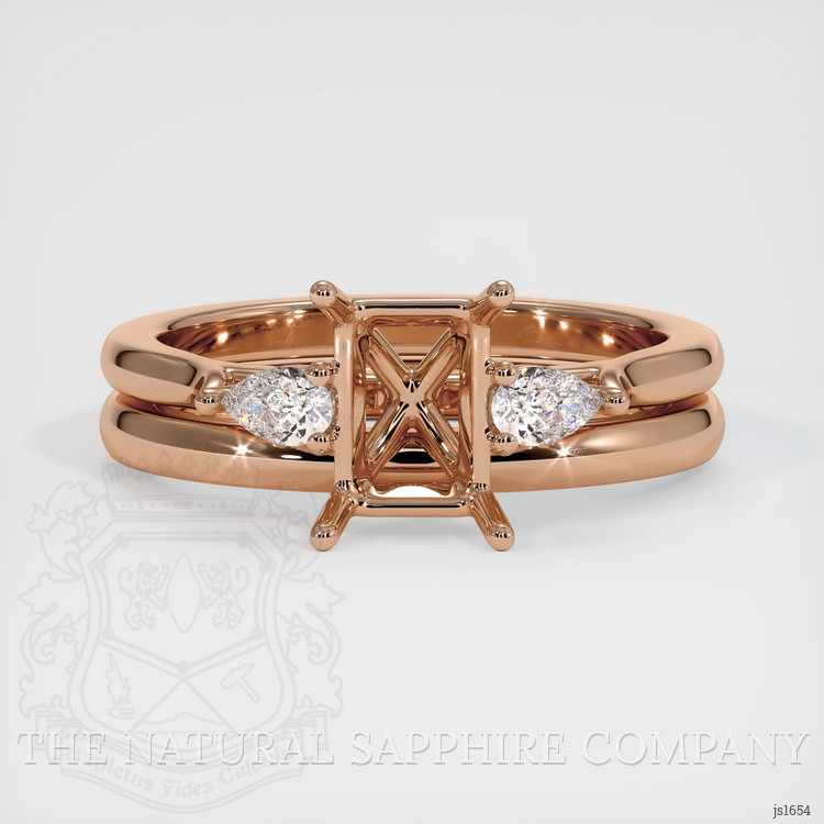 18K Rose Gold Three Stone Ring Setting
