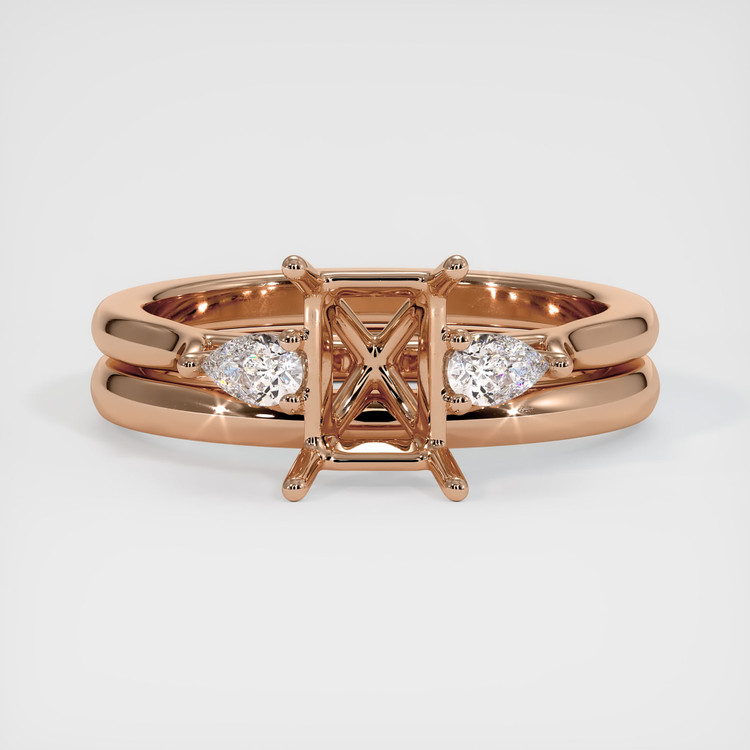 18K Rose Gold Three Stone Ring Setting