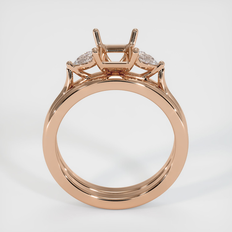 18K Rose Gold Three Stone Ring Setting