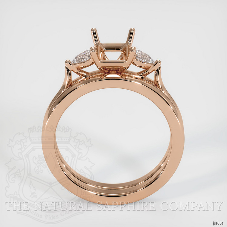 18K Rose Gold Three Stone Ring Setting