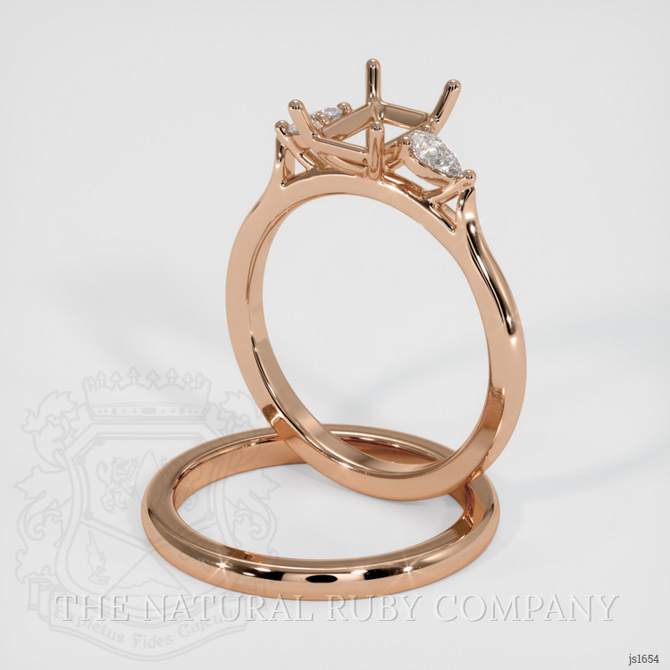 18K Rose Gold Three Stone Ring Setting
