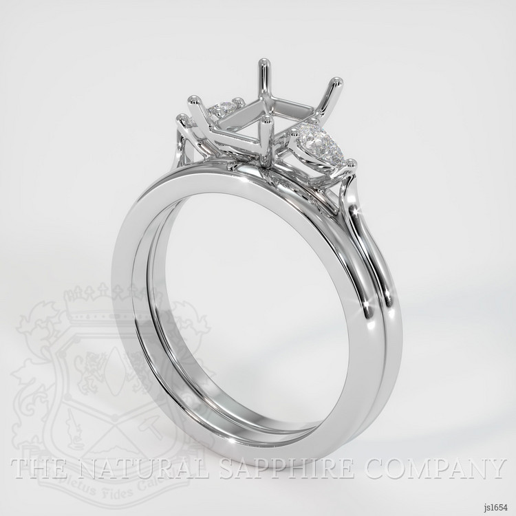 14K White Gold Three Stone Ring Setting