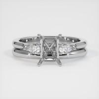 14K White Gold Three Stone Ring Setting Image