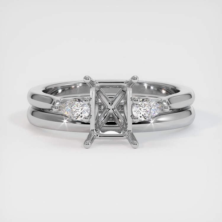 14K White Gold Three Stone Ring Setting