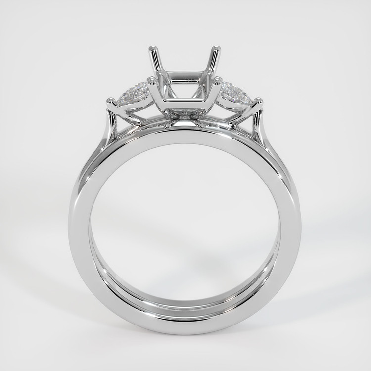 14K White Gold Three Stone Ring Setting