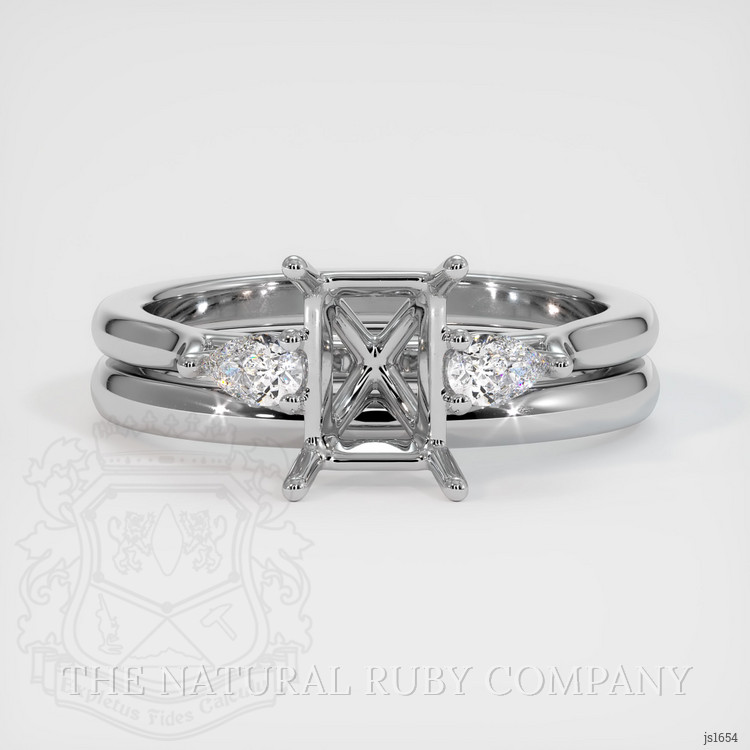 18K White Gold Three Stone Ring Setting
